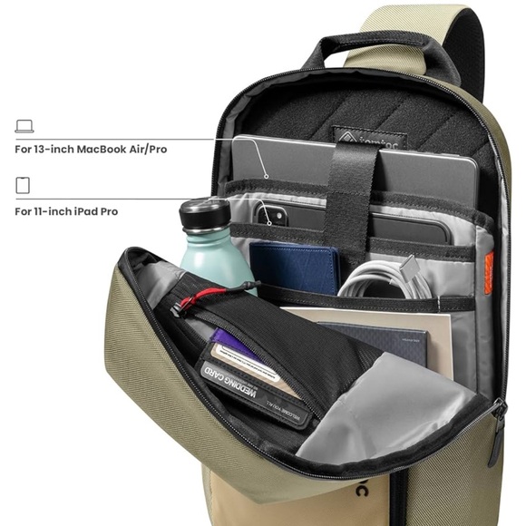 tomtoc Daypack Compact Sling Bag, Crossbody Bag - Like New - Khaki - Picture 4 of 10